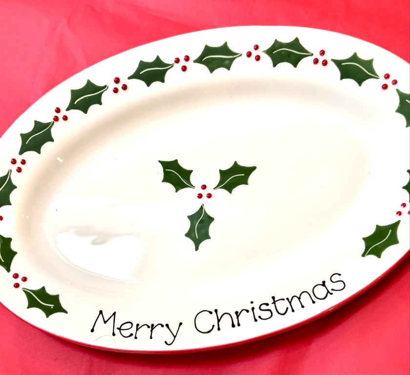 Classic Christmas Oval Serving Platter