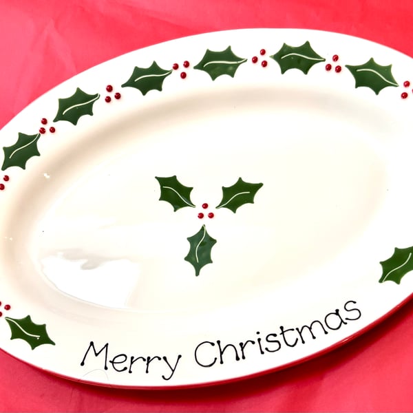 Classic Christmas Oval Serving Platter