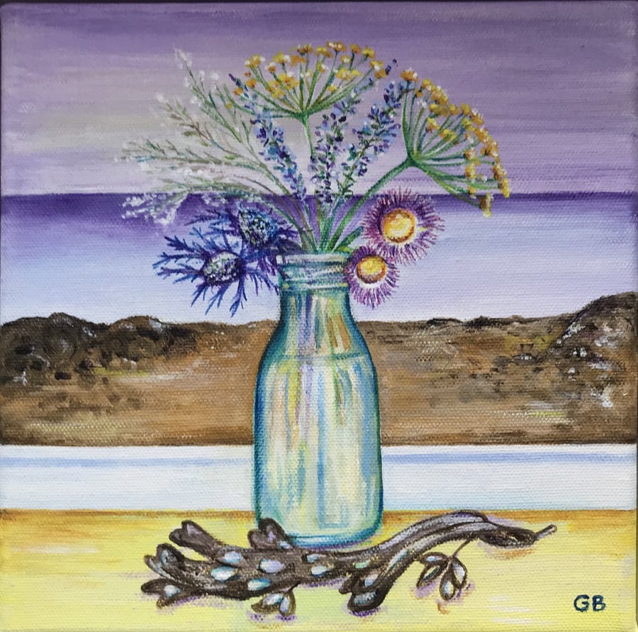 Coastal Painting, Original Painting, 'Beach Finds', Coastal Finds, Land and Sea.