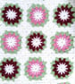 Pretty Flower Merino and Acrylic Burgandy, Pink, Cream Thick Crochet Cot Blanket - Image 2