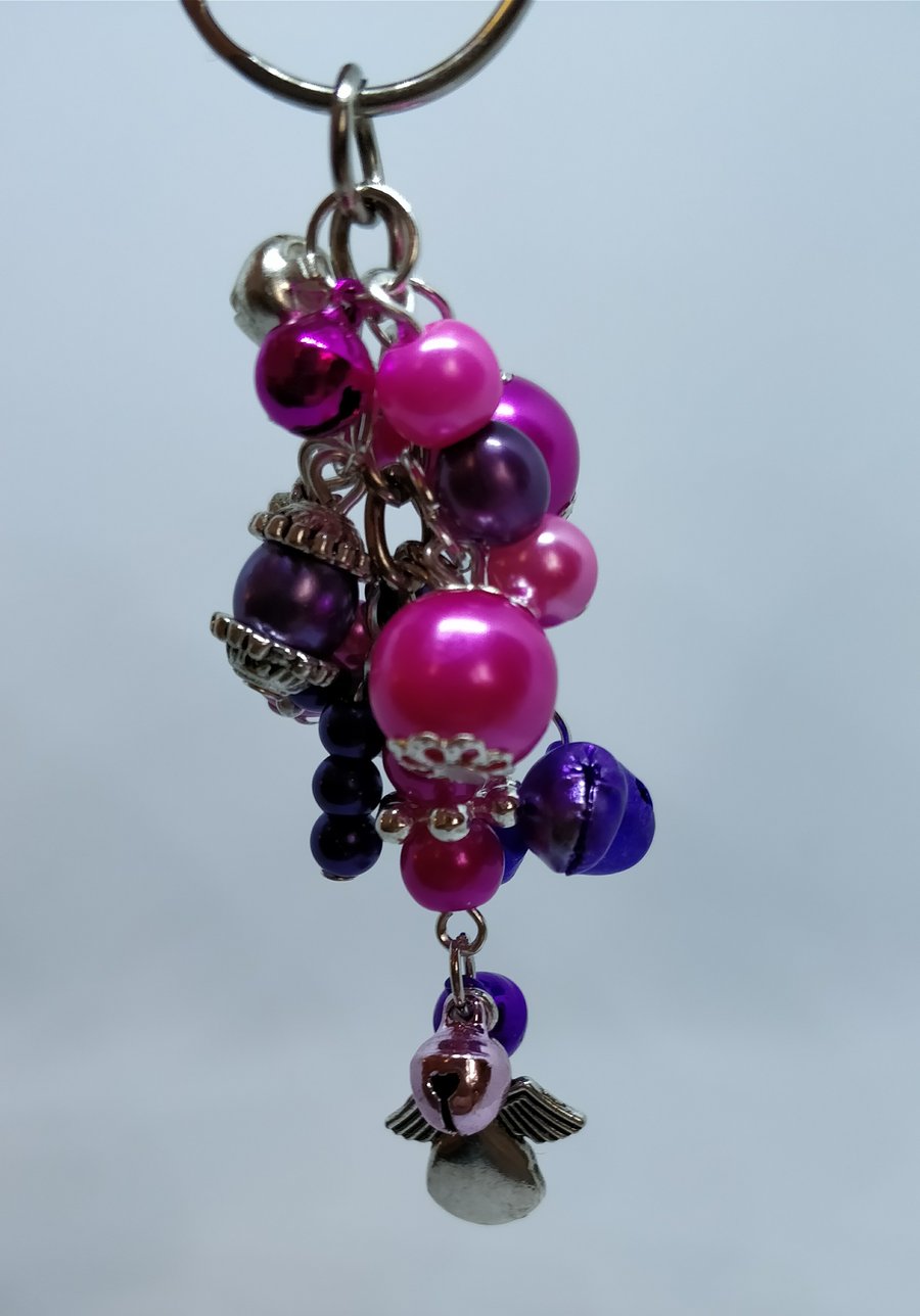 Jingle jangle keyring in pink and purple