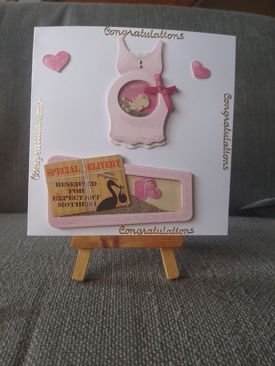 Expecting Pregnancy Baby Shower Handmade Card 