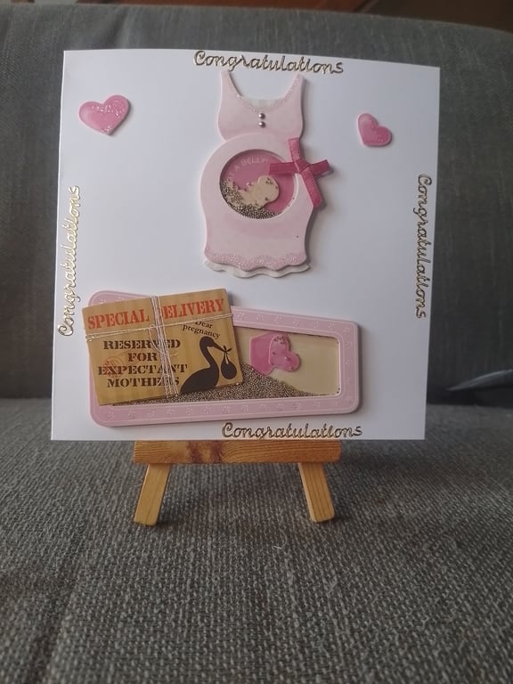 Expecting Pregnancy Baby Shower Handmade Card 