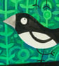 Magpies -green -  quirky original acrylic small painting on canvas by Jo Brown  - Image 2