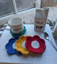 Crochet Bright Coloured Flowers Coasters  - Image 1