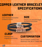 7th Wedding Anniversary Gift - Leather & Copper Bracelet - Free Delivery - Image 6