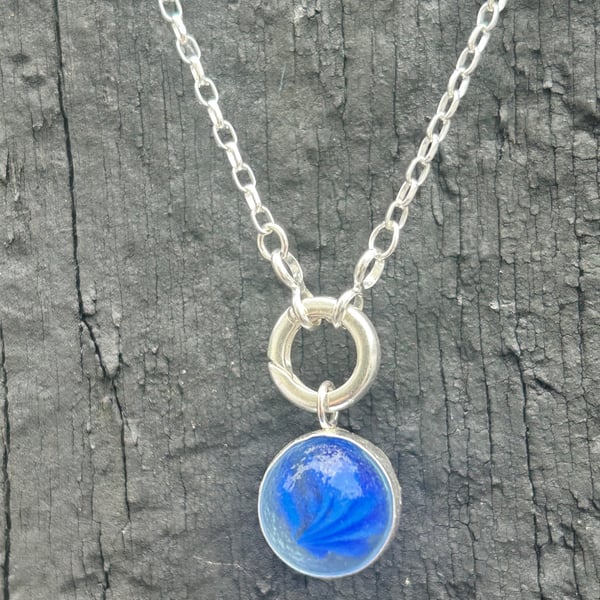 spinning sea marble silver pendant