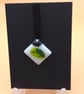 Green Caterpillar on White Fused Glass Card