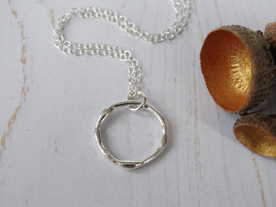 Summer solstice hoop pendant in recycled silver