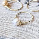 White Ivory Pearl Sterling Silver Ring - June Birthstone, June Birthday, UK J