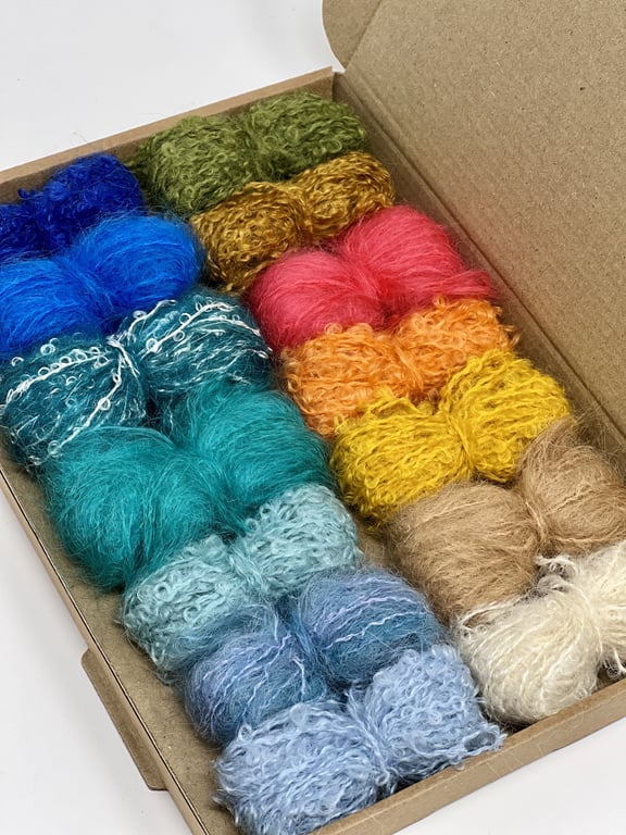 Small Beach Landscape Mohair Wool Yarn Selection Pack for Wet Felting