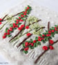 HAND EMBROIDERED CARD CHRISTMAS WINTER FOLIAGE - Image 2
