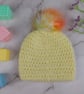 Lemon Yellow Crochet Baby Hat with Rainbow Faux Fur Pom - Newborn to 3 Months  - Image 5
