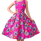 1950s Vintage Retro Rockabilly Dress Sugar Skull print Pink women's sizes 14-26