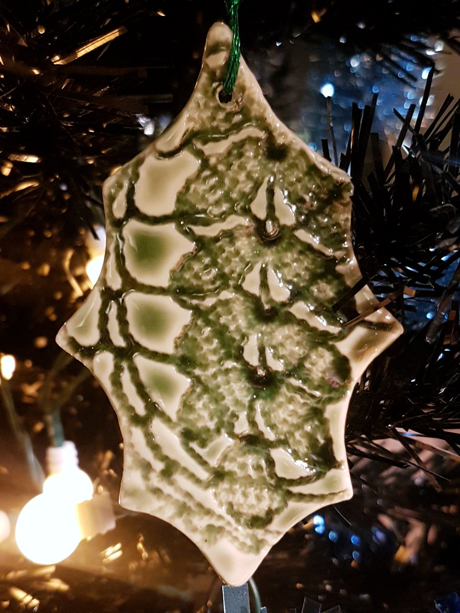 Green holly leaf Christmas decoration