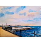 Jubilee Pool Penzance Cornwall Original Watercolour and Ink Painting