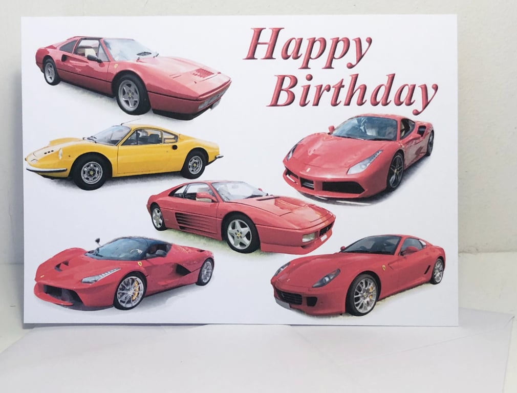 Ferrari Classic Cars - Birthday, Anniversary, Retirement or Plain card