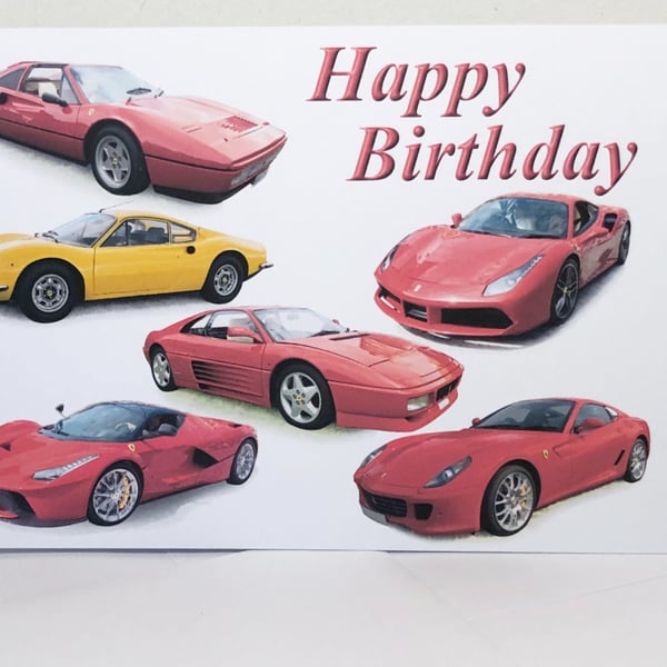 Ferrari Classic Cars - Birthday, Anniversary, Retirement or Plain card