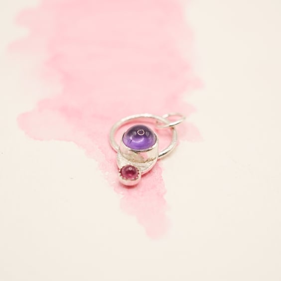 Amethyst and Tourmaline Silver Pendant 