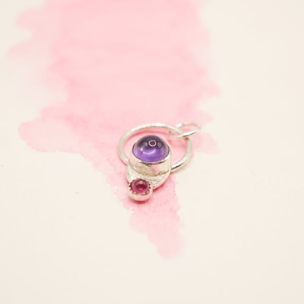 Amethyst and Tourmaline Silver Pendant 