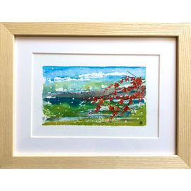 RED ACER - FRAMED MIXED MEDIA PAINTING