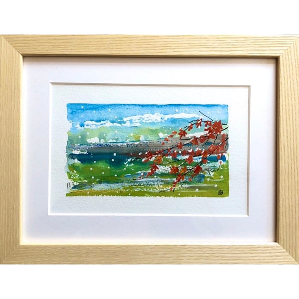 RED ACER - FRAMED MIXED MEDIA PAINTING