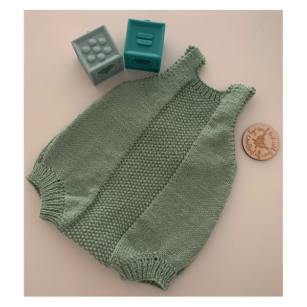 Made To Order Handknitted Spring Duo Baby Romper Suit 6 Sizes. Any colour.