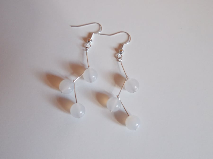 White quartz twig earrings