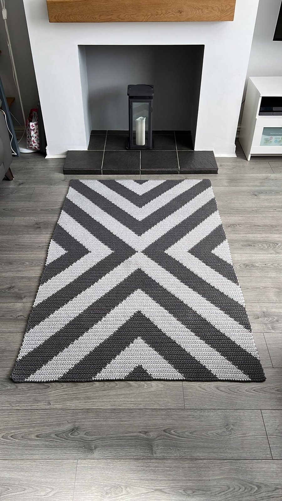 Cotton cord light and dark grey rug. Made to order. 