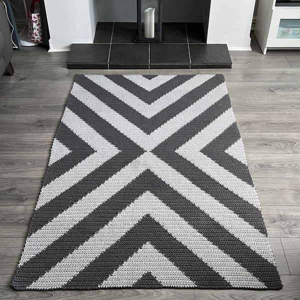 Cotton cord light and dark grey rug. Made to order. 