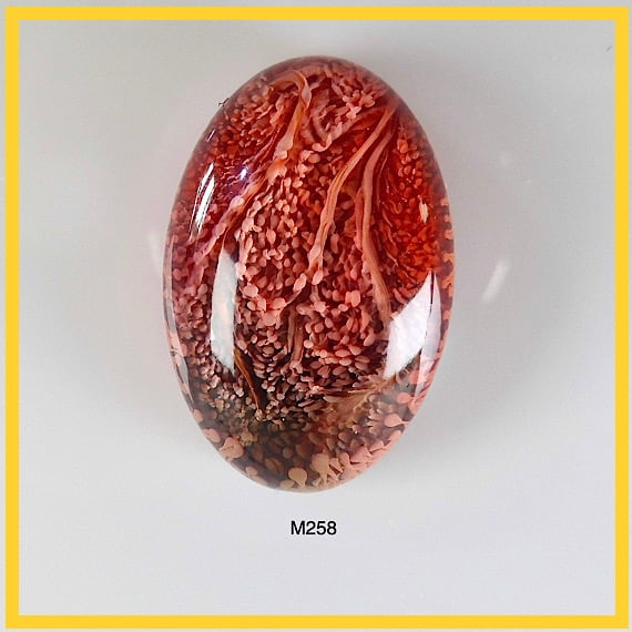 Medium Oval Fire Cabochon, hand made, Unique, resin jewelry - M258