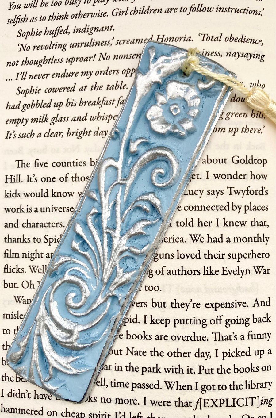 Blue & Silver Architecural Moulding Handcrafted Bookmark Book Lovers Gift