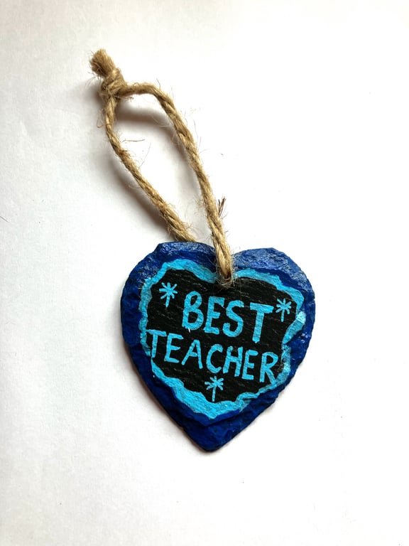 BEST TEACHER slate heart 