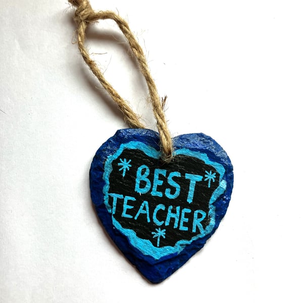 BEST TEACHER slate heart 