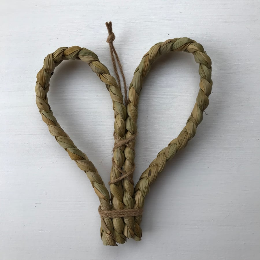 Rush heart hanging decoration, Handmade in Cornwall from Somerset Rush - 622