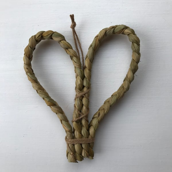 Rush heart hanging decoration, Handmade in Cornwall from Somerset Rush - 622