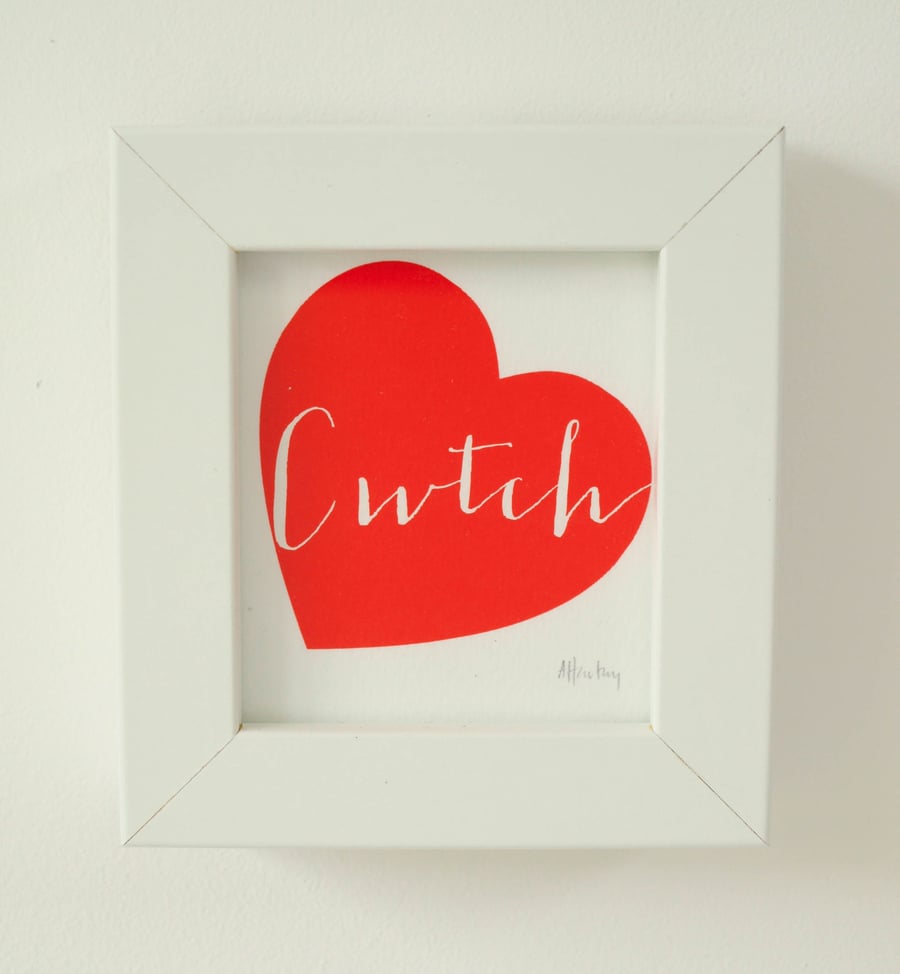 Mini Red Welsh Cwtch Heart Print