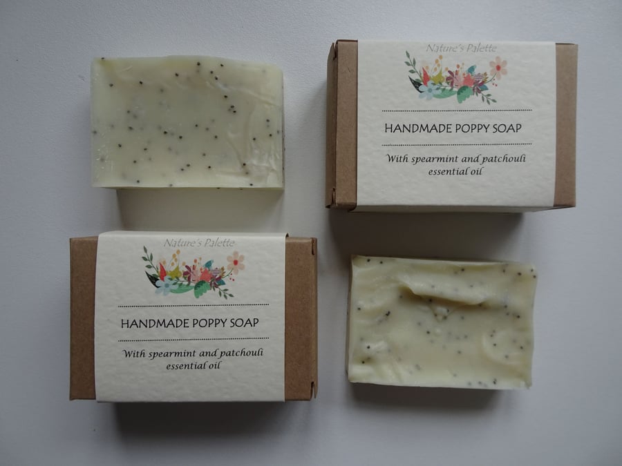 Poppy soap with spearmint and patchouli essential oil