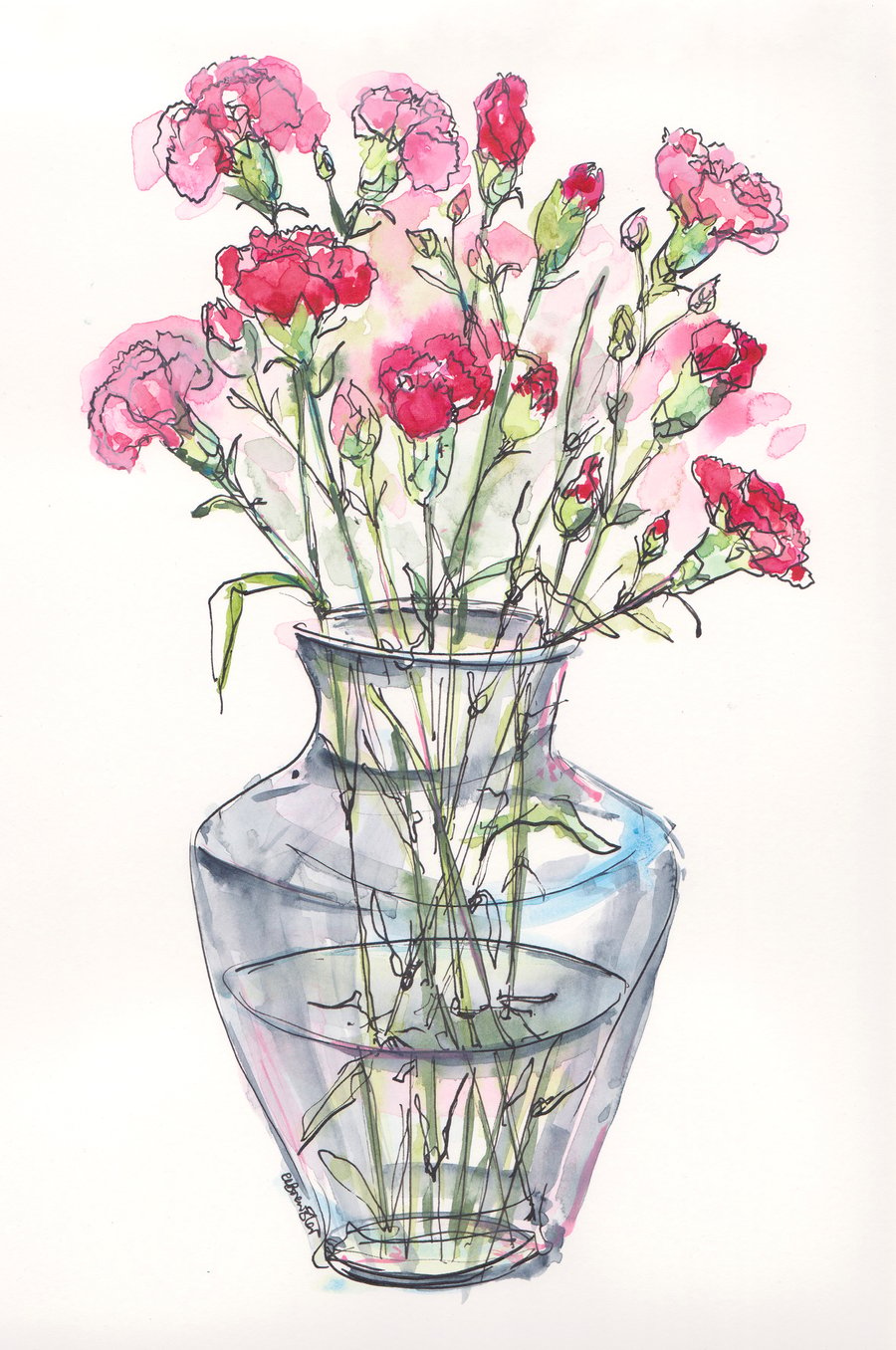 pink carnations in a vase