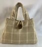 Stylish woollen "Bretay" check handbag with Vintage button closure.