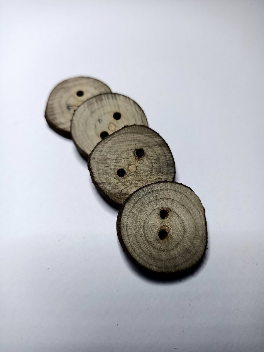 Button Hazel wood Handmade Buttons Pack of 4  Ref BH1 