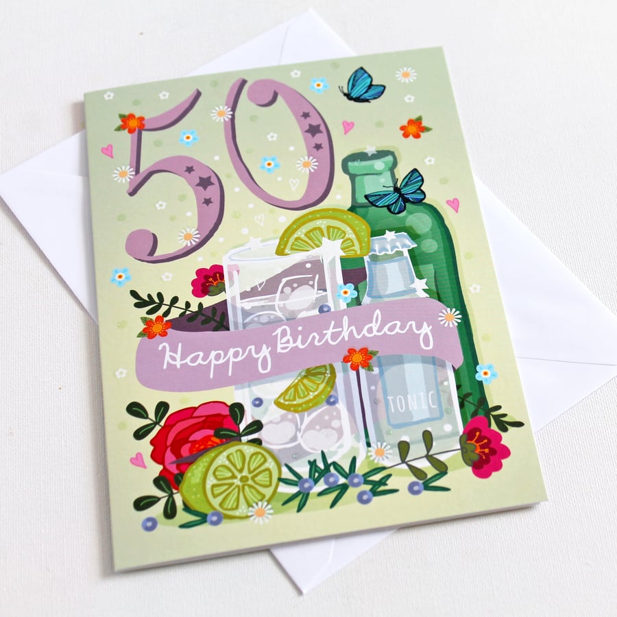 50th Birthday Card - Large, A5 (148x210mm) 
