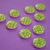 15mm Wooden Spotty Buttons Apple Green With White Dots 10pk Spot Dot (SSP10)