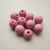 10 Rose Pink Round Wooden Beads
