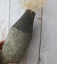 BOTTLE VASE hand-built stoneware pottery carved bottle in ash grey and green - Image 5