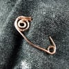 Small Shawl Pin. Handcrafted Copper Cloak Pin
