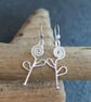 Silver Spiral Flower Dangle Earrings - Image 4