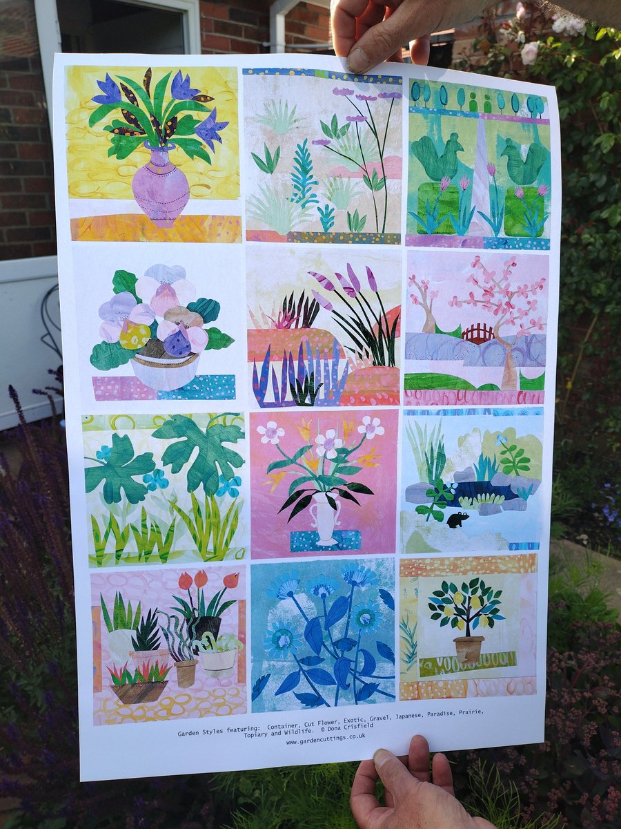 Giclee art print, Garden Styles, created from 12 individual paper collages 