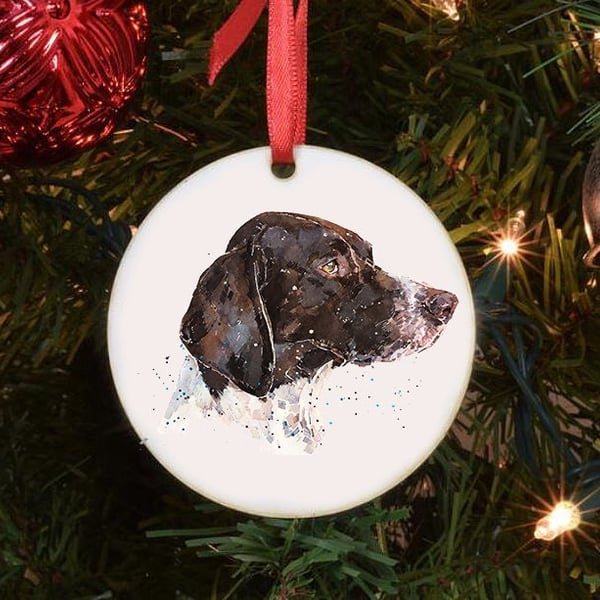 German Shorthaired Pointer Heart Tree Decoration.GSP Xmas Tree Decoration,GSP Ch
