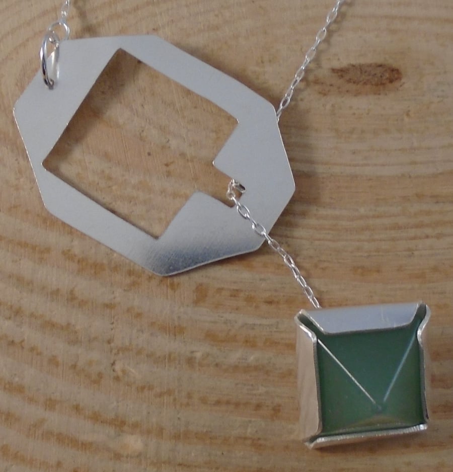 Sterling Silver Aventurine Pull Through Necklace